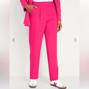 Extra High-Waisted Pleated Taylor Trouser Straight Pants (Color = Berry Fine)